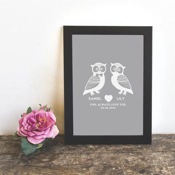 Personalised 'Owl Always Love You' Couples Print, 2 of 4