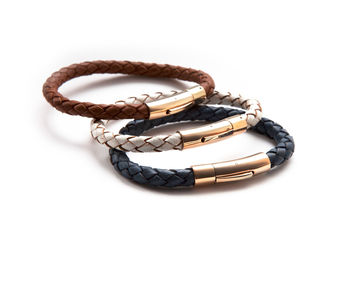 Luxury Leather And Rose Gold Bracelet, 2 of 7