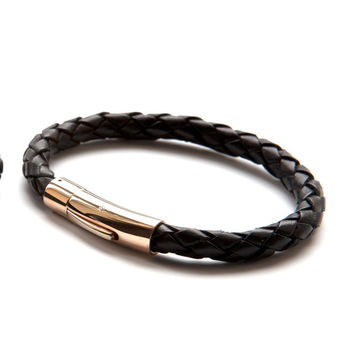Luxury Leather And Rose Gold Bracelet By Morgan & French