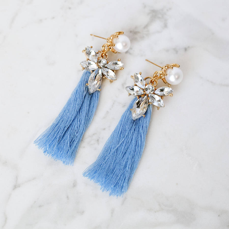 embellished tassel earrings by junk jewels | notonthehighstreet.com