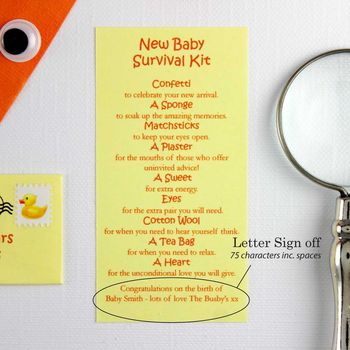 Personalised New Baby Survival Kit Keepsake, 7 of 8