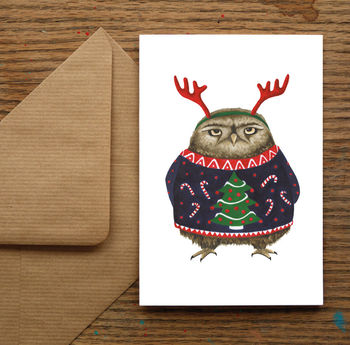 Grumpy Owl Christmas Cards, 3 of 8