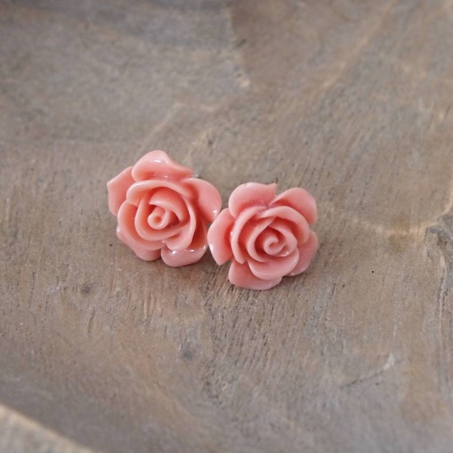 sterling silver pink rose earrings by melissa morgan designs ...
