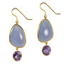 Peppa Earrings Chalcedony, Amethyst And Gold, thumbnail 1 of 3