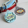Personalised Comic Pet Tag Bauble Shaped, thumbnail 1 of 4