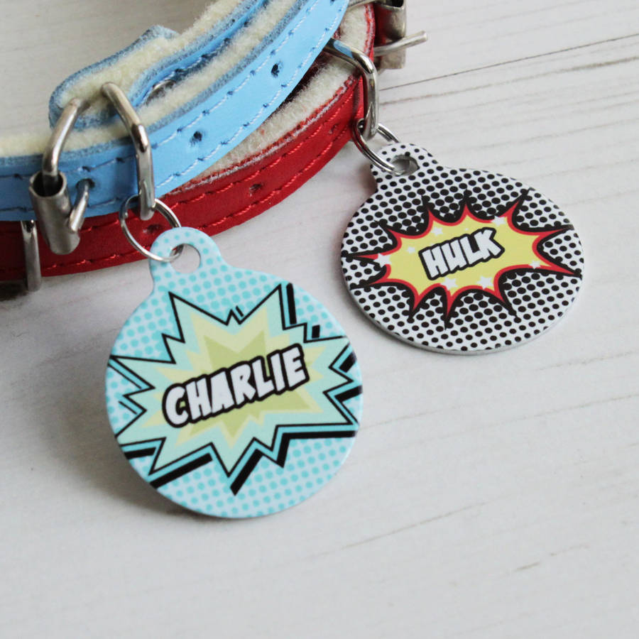 Personalised Comic Pet Tag Bauble Shaped, 1 of 4