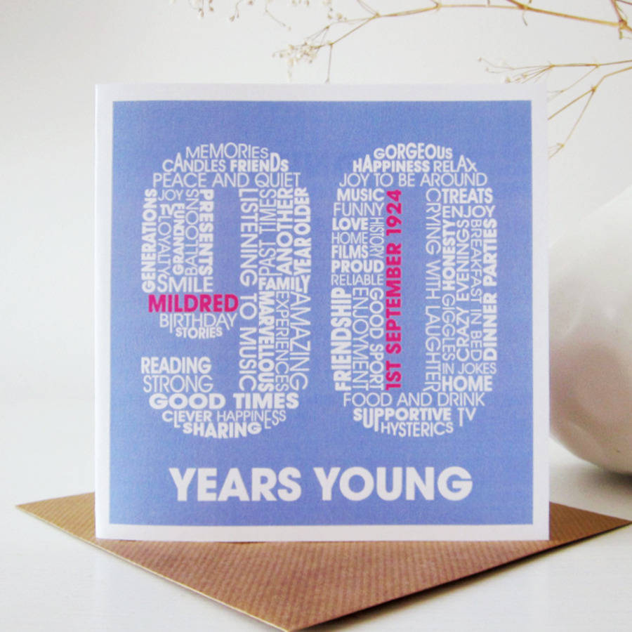 personalised 90th birthday card by mrs l cards | notonthehighstreet.com