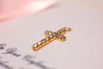 24k Gold Plated Cross Personalised Christening Card Lg, 2 of 4