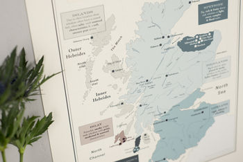 Whisky Map Of Distillery Regions In Scotland Print, 2 of 9