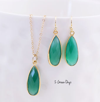 Teardrop Gemstone Earring And Necklace Set, 4 of 12