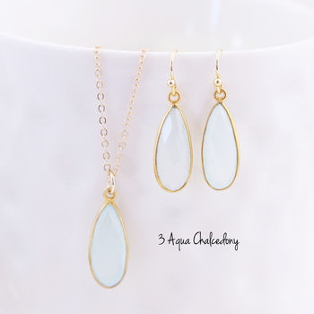 Teardrop Gemstone Earring And Necklace Set, 6 of 12