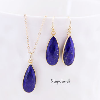Teardrop Gemstone Earring And Necklace Set, 9 of 12