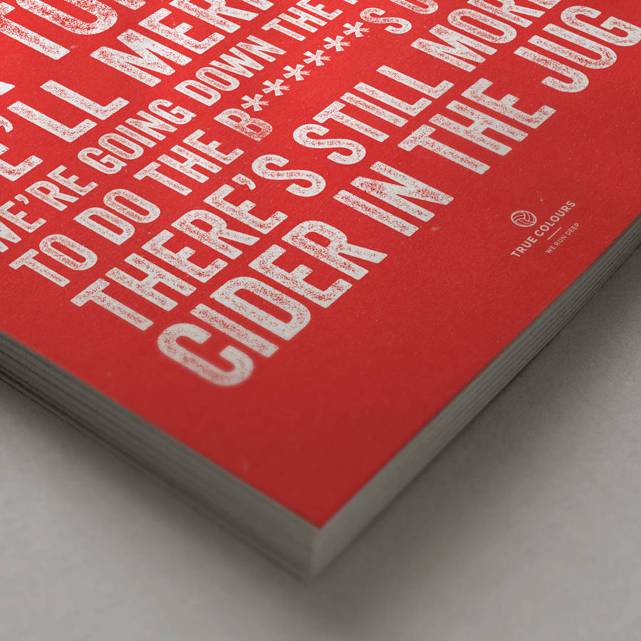 Bristol City 'Drink Up Thee Cider' Football Song Print By True Colours