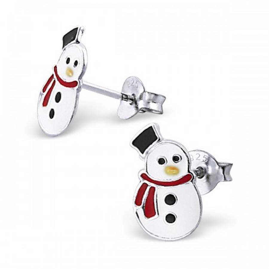 Olaf Sterling Silver Snowman Earrings By Lucy Loves Neko Olaf Sterling Silver Snowman Earrings