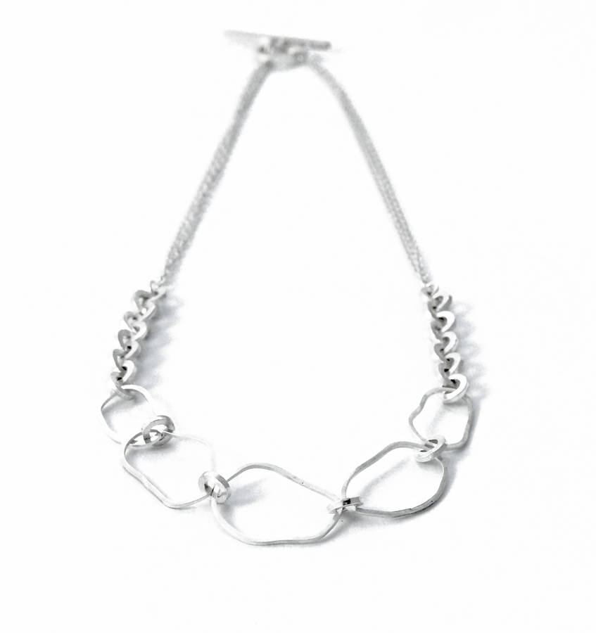 Sterling Silver Mixed Link Necklace By Anna Calvert Jewellery