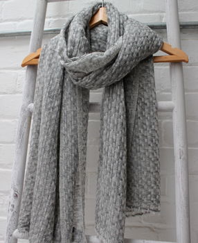 Grey Woven Cashmere Scarf, 3 of 4