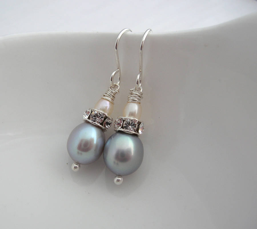 Pearl And Crystal Double Drop Earrings By Sarah Hickey 