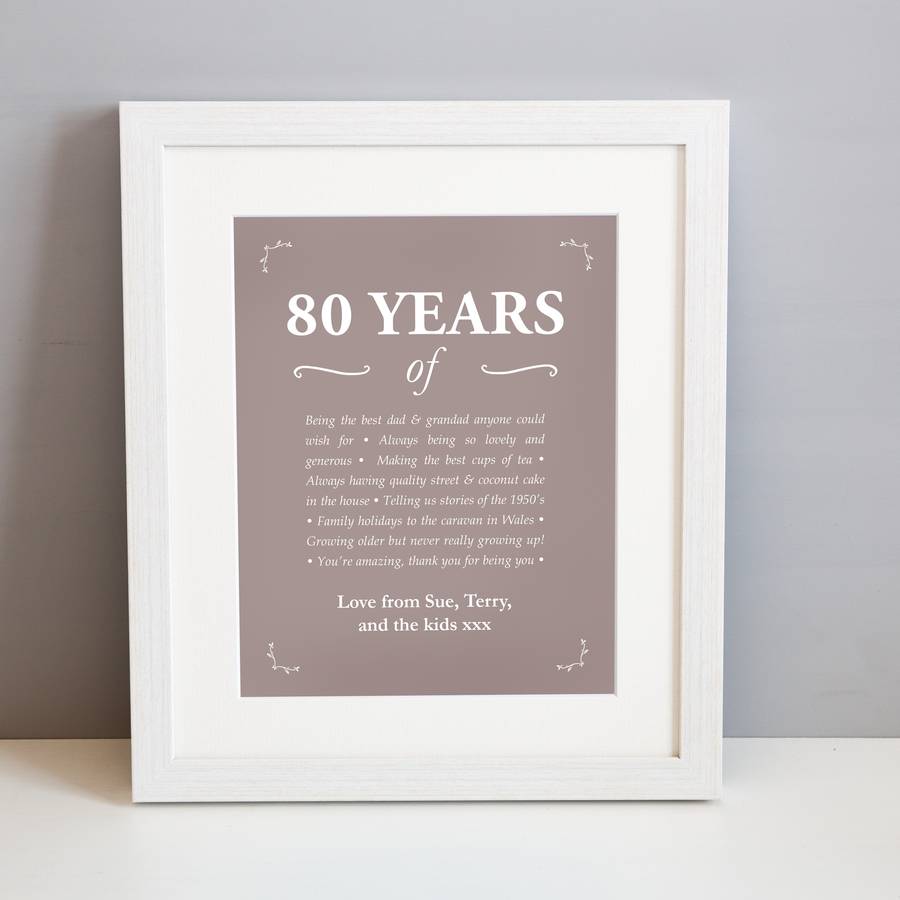 personalised 80th birthday print by elephant grey | notonthehighstreet.com