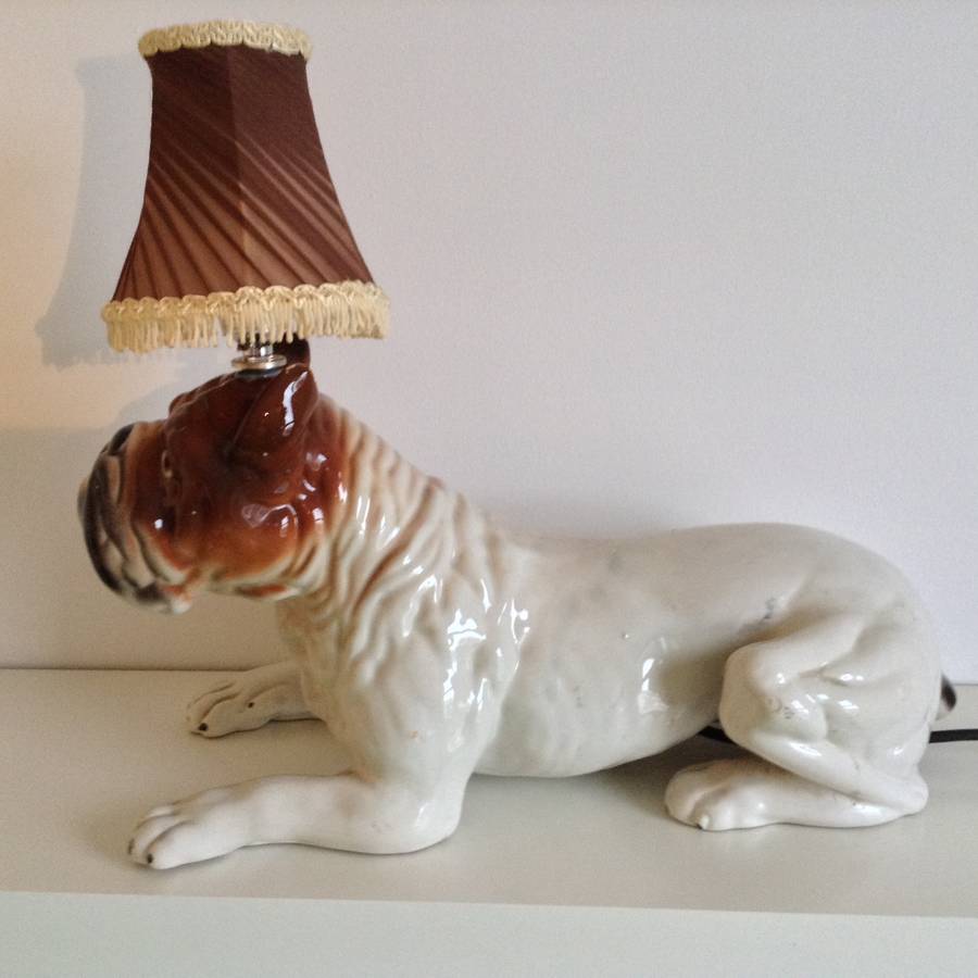 Vintage Ceramic Bull Dog Lamp By Iamia