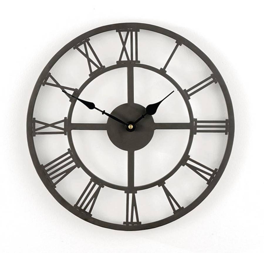 Black Roman Numeral Indoor And Outdoor Wall Clock 34cm By Garden