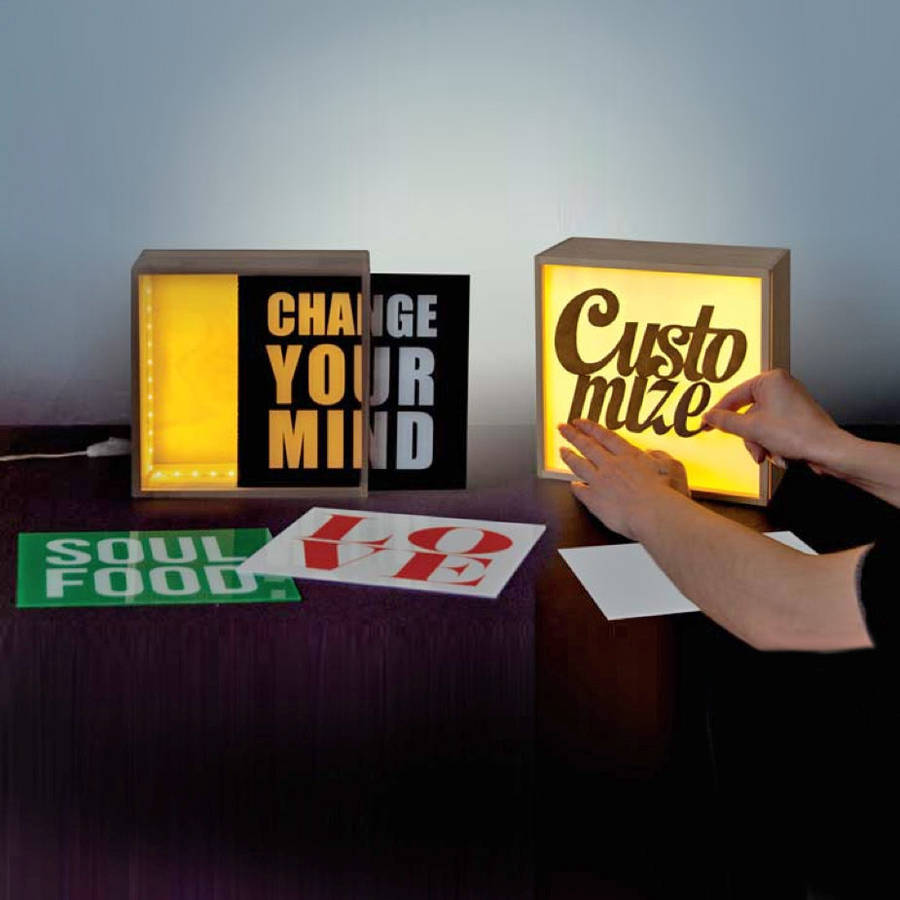 Square Light Box With Changeable Text By Out There Interiors