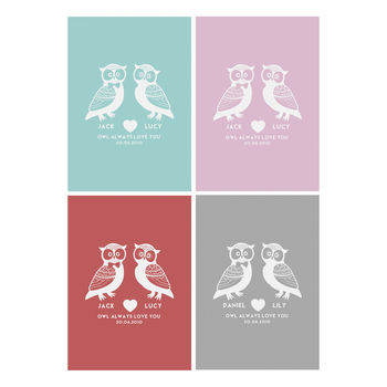 Personalised 'Owl Always Love You' Couples Print, 3 of 4
