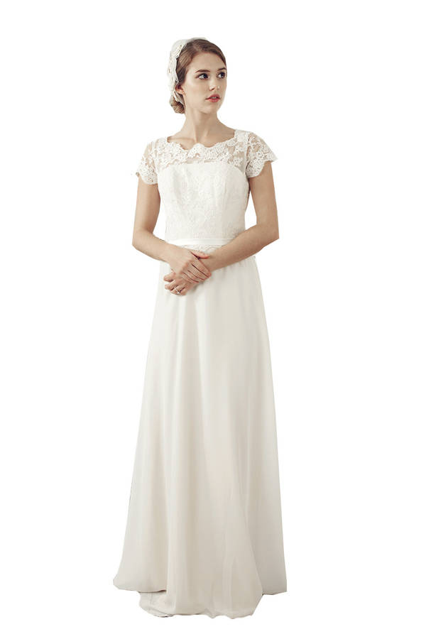 Short Sleeve Ivory Bridal Dress By Elliot Claire London