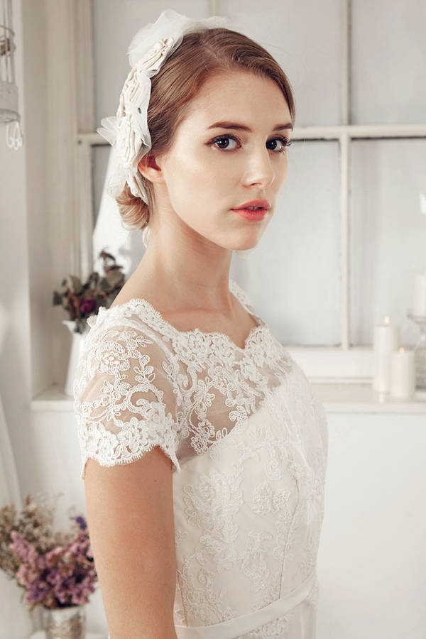 short sleeve ivory bridal dress by elliot claire london ...