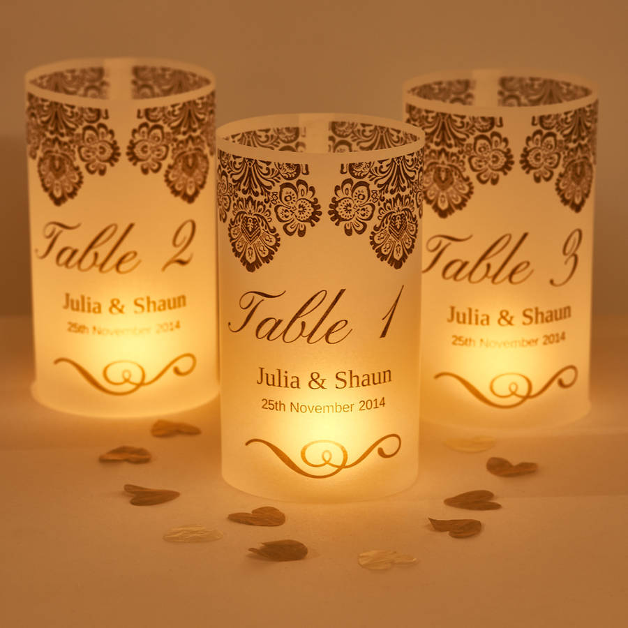 Damask Wedding Table Number Luminaries By Suzy Q Designs