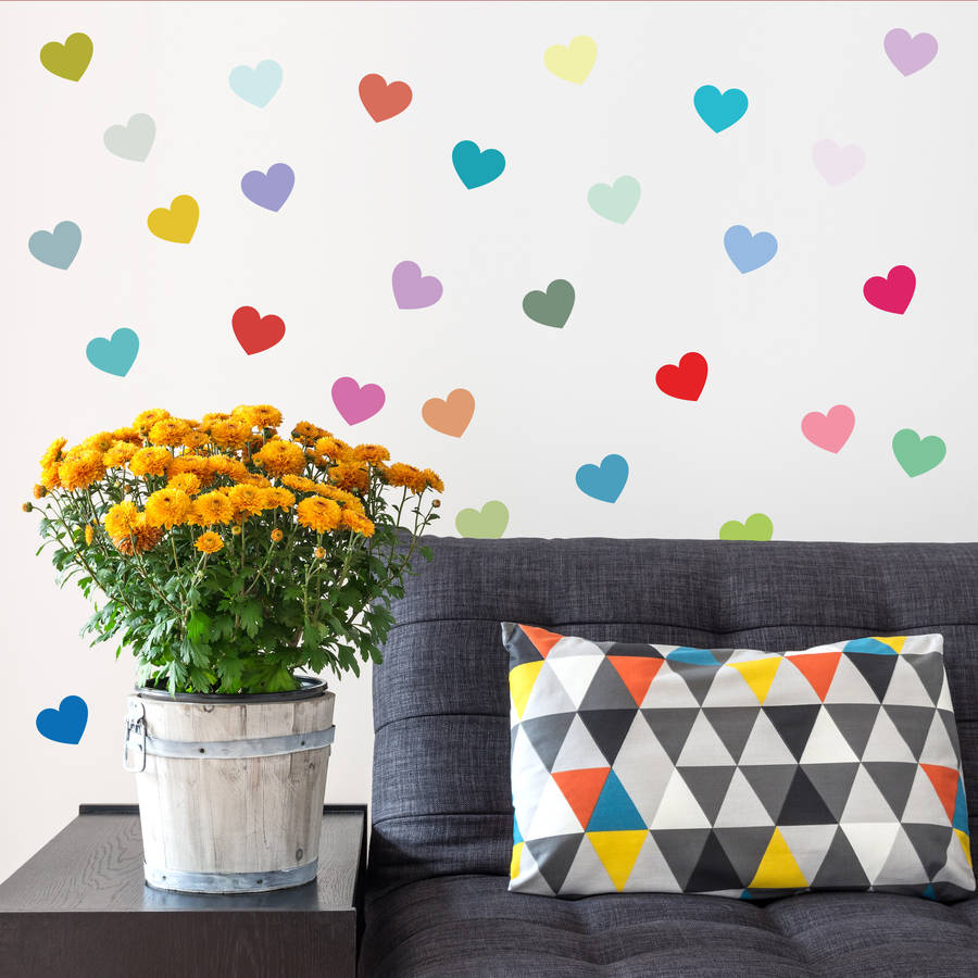 Multicoloured Heart Wall Sticker Set, 1 of 3