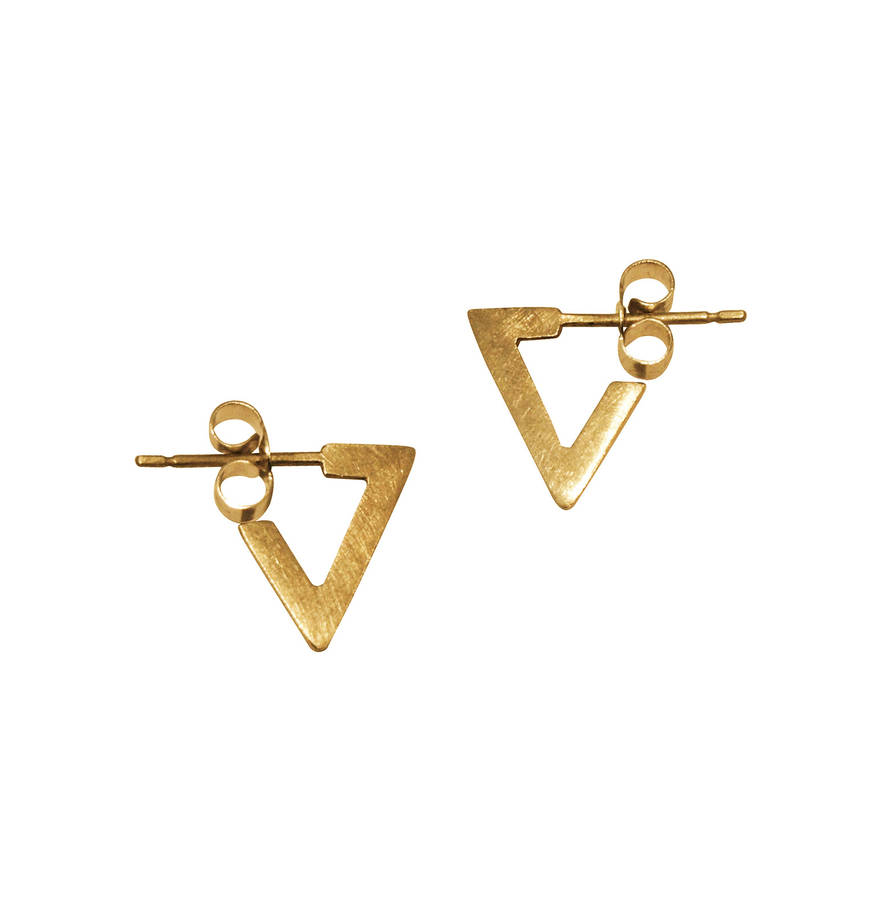 Small Gold Triangle Earrings By MeiLi Rose