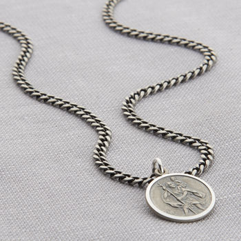Personalised Silver St Christopher Curb Necklace, 2 of 9