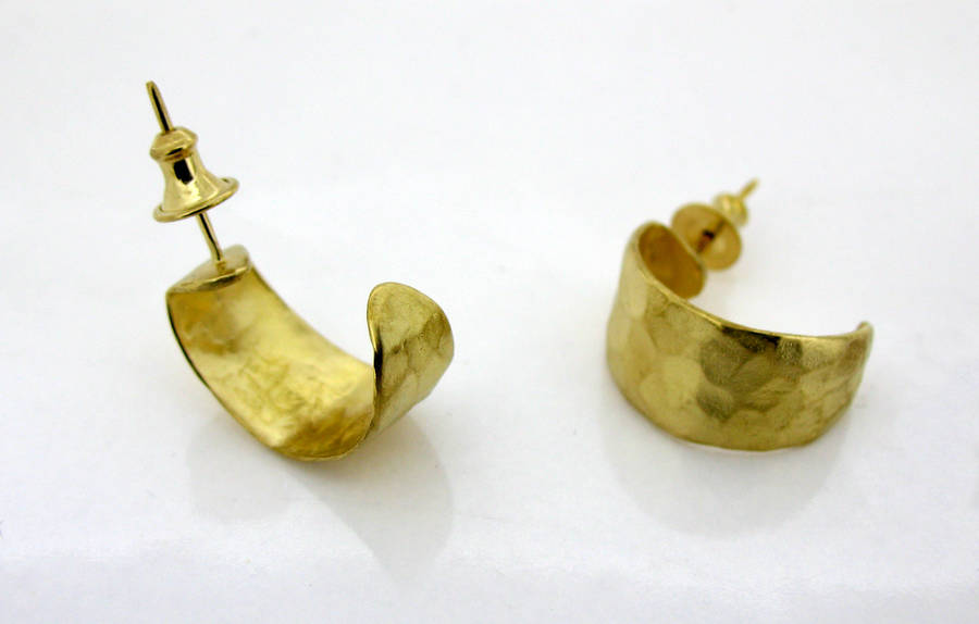 gold beaten hoop earrings by will bishop jewellery design ...