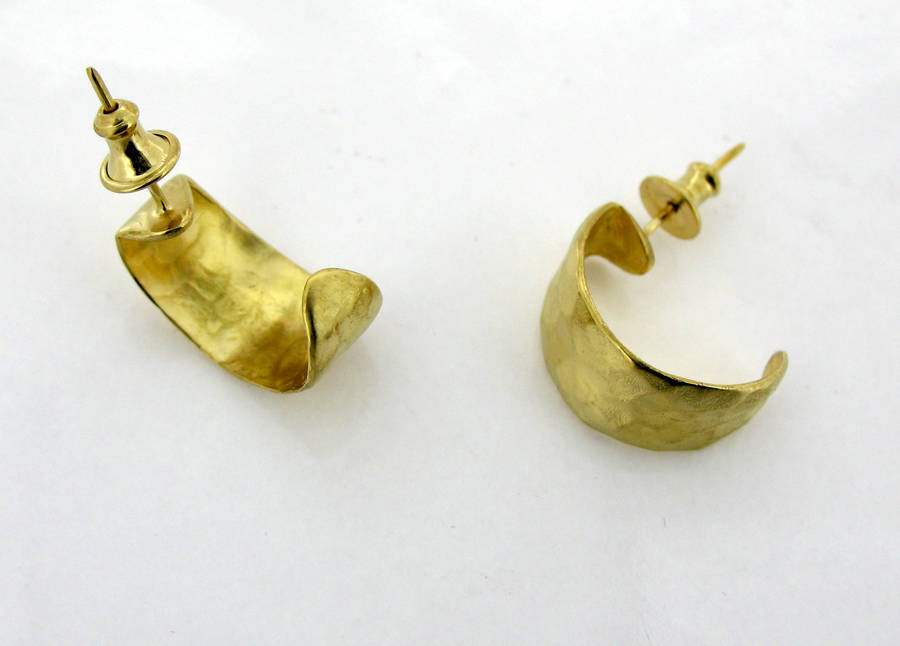 gold beaten hoop earrings by will bishop jewellery design ...