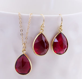 Heart Shape Gemstone Earring And Necklace Set By J&S Jewellery