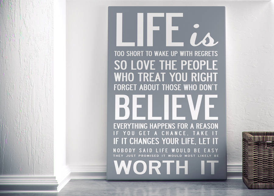 'life Is Too Short' Quote Print Or Canvas By I Love Design