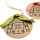 set of four handmade gift tags with scarves by papergravy
