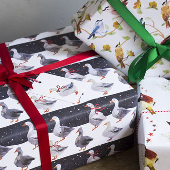 'Christmas Geese' Luxury Recycled Wrapping Paper, 3 of 8