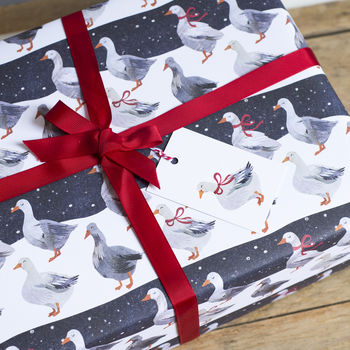 'Christmas Geese' Luxury Recycled Wrapping Paper, 7 of 8