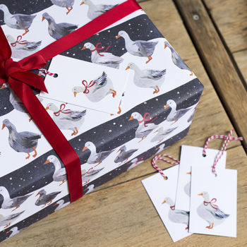 'Christmas Geese' Luxury Recycled Wrapping Paper, 2 of 8