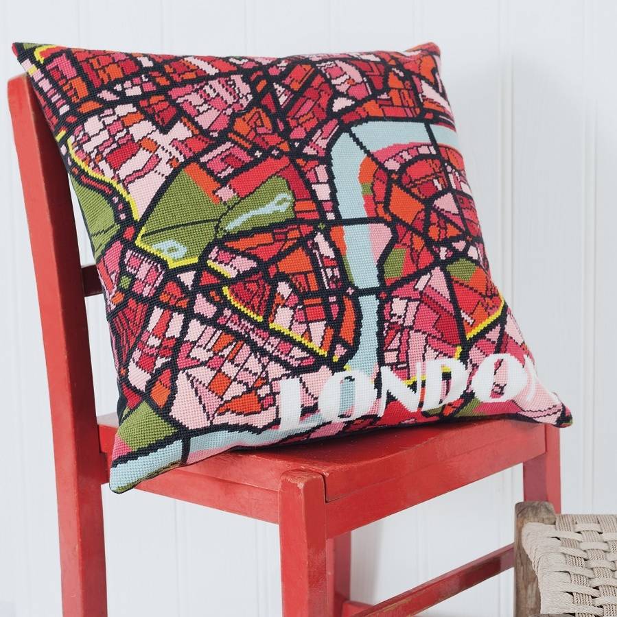 contemporary london bright city map tapestry kit by hannah bass 