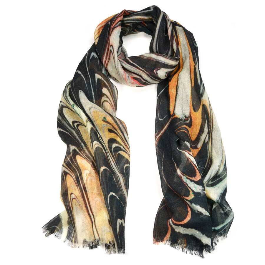 Martinique Marble Print Wool Silk Scarf By Edition de Luxe ...