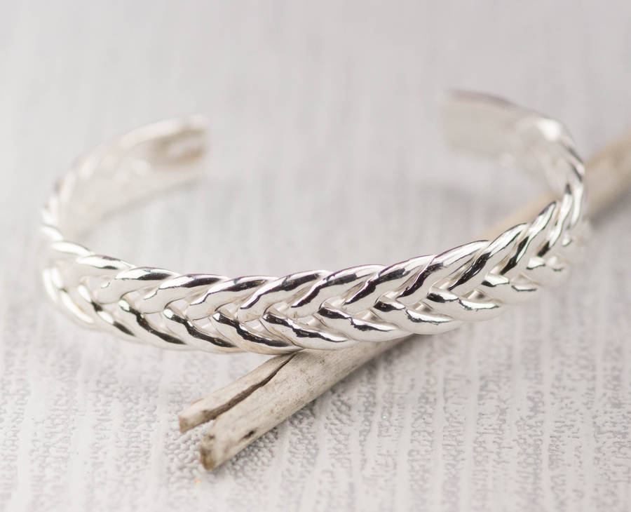 Men's Sterling Silver Plait Cuff Bangle By SUMMER AND SILVER ...