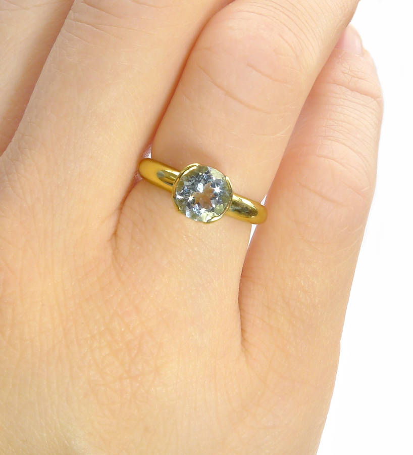 aquamarine ring in tulip design, 18ct gold or platinum by lilia nash ...