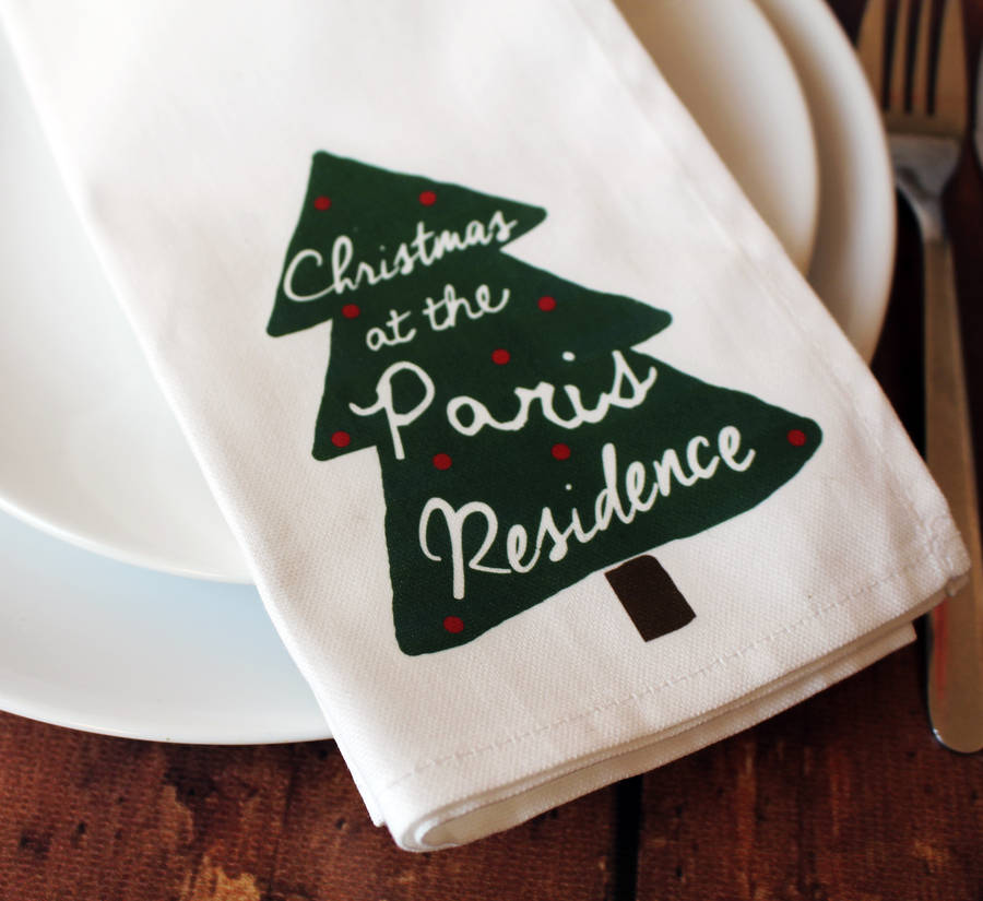 personalised cotton christmas napkin by 3 blonde bears