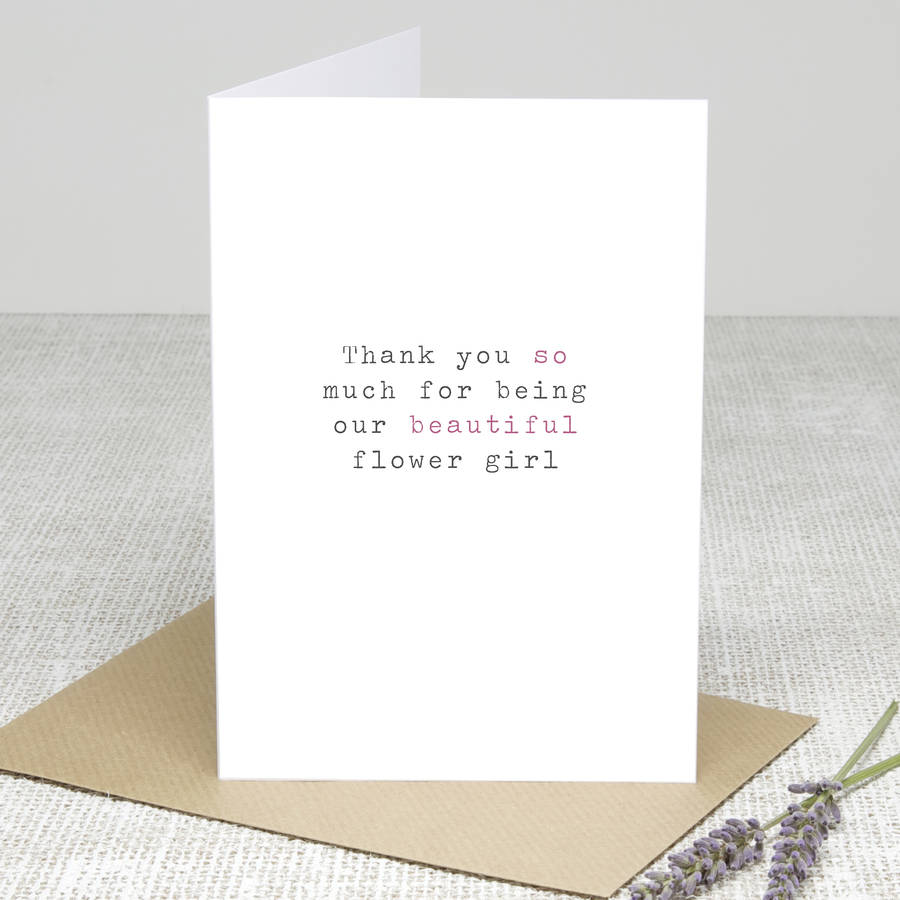 Flower Girl Gift Thank You Card To my Flower Girl On My Wedding Day Card Thank You Note Cards Flower Girl Card Wedding Thank You Cards 
