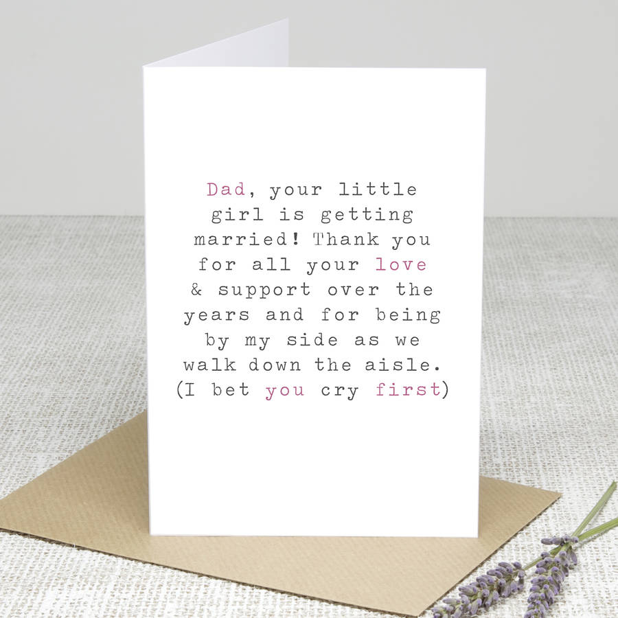 father of the bride wedding thank you card by slice of