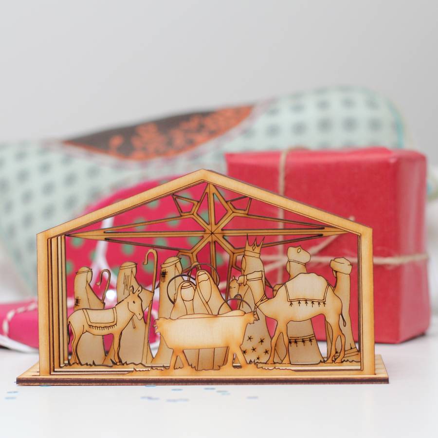 nativity scene and stand by double thumbs up! | notonthehighstreet.com