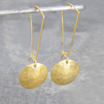 Circular Disc Hammered Rose Gold Plated Silver Earrings, 3 of 5