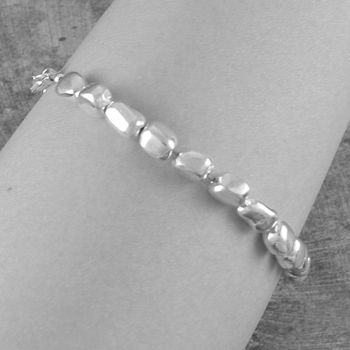 Organic Nugget Solid Sterling Silver Bracelet, 4 of 6